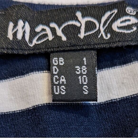 Marble navy marine striped shirt rhinestone sequin anchor decor Small @V - Picture 8 of 8